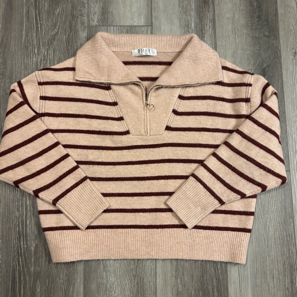 💐FRAY Boutique💐 Striped Quarter-Zip Sweater